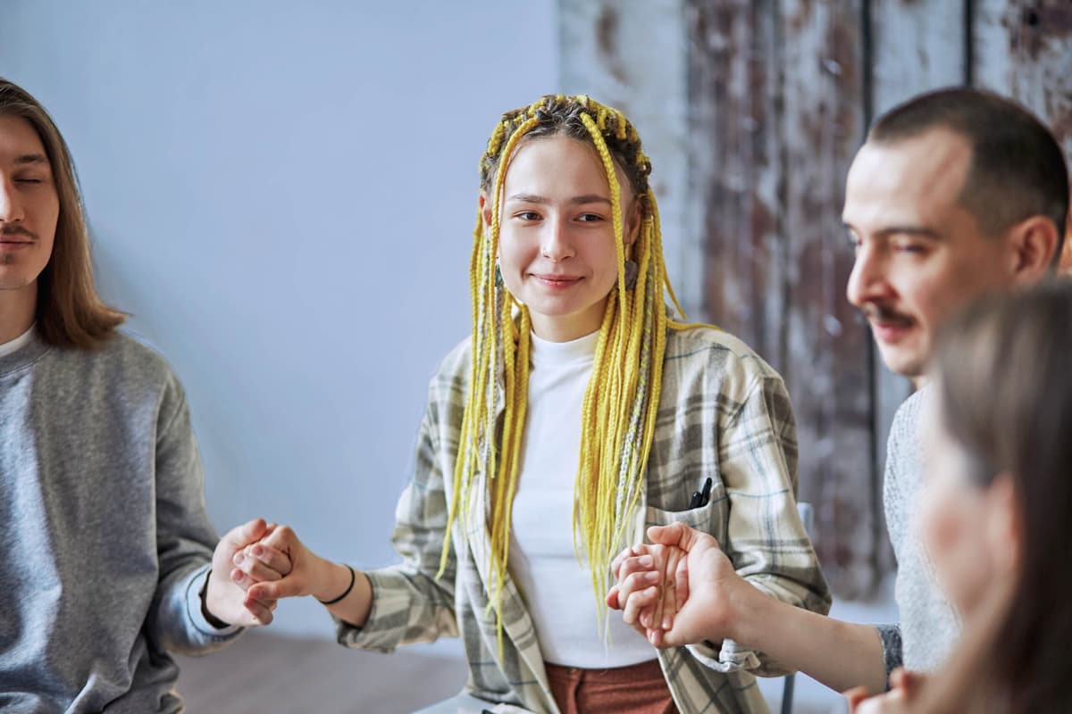 young members of anonymous alcoholics club share their experience, get support and psychological help, have conversation. help, support, alcoholics and drug users club, addiction. therapy